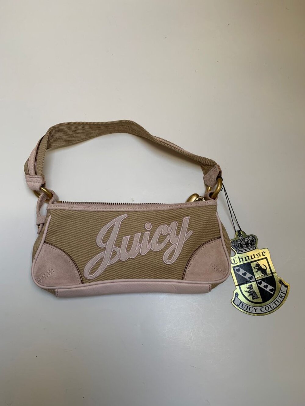 Vintage BNWT Juicy Couture Pink Suede and Fabric Mini Bag